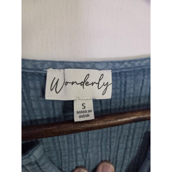 Wonderly Blue Ribbed Sleeveless Midi Dress Ruffle Hem Size Small - Picture 4 of 6